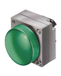 22mm Siemens Pilot Light w/ Concentric Ring Holder, Green