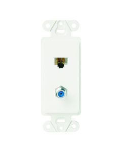 1 Gang Cat5e and F-Connector Pass & Seymour Multimedia Frame, White