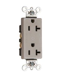 20Amp 125V Legrand® Pass & Seymour® Decorator Dual-Controlled Plug Load Duplex Receptacle, Gray