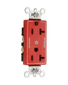 20Amp 125V Legrand® Pass & Seymour® Decorator Dual-Controlled Plug Load Duplex Receptacle, Red