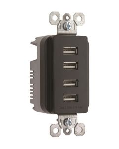4.2Amp Legrand® Pass & Seymour® Quad USB Charger, Black