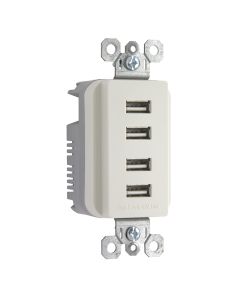 4.2Amp 125V Legrand® Pass & Seymour® Quad USB Charger, Light Almond