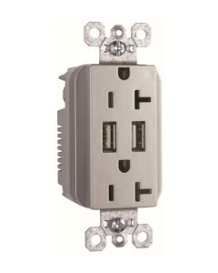15Amp 125V Legrand® Pass & Seymour® USB Charger with Duplex Decorator Tamper-Resistant Receptacle, Nickel