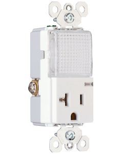 20Amp 120/125V  Legrand® Pass & Seymour® Spec Grade Decorator Combination Hallway Light & Single Receptacles, Back & Side Wire, White