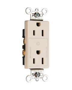 15Amp 125V Legrand® Pass & Seymour® Decorator Half-Controlled Plug Load Duplex Receptacle, Light Almond