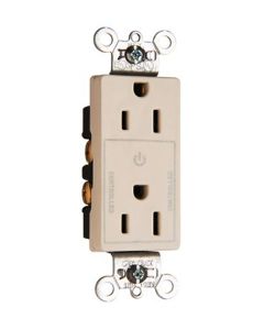15Amp 125V Legrand® Pass & Seymour® Decorator Half-Controlled Plug Load Duplex Receptacle, Gray