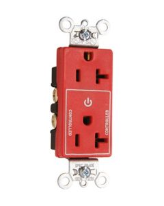 20Amp 125V Legrand® Pass & Seymour® Decorator Half-Controlled Plug Load Duplex Receptacle, Red