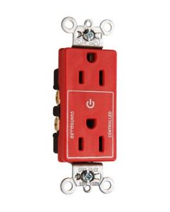 15Amp 125V Legrand® Pass & Seymour® Decorator Half-Controlled Plug Load Duplex Receptacle, Red