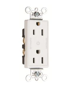 15Amp 125V Legrand® Pass & Seymour® Decorator Dual-Controlled Plug Load Duplex Receptacle, White