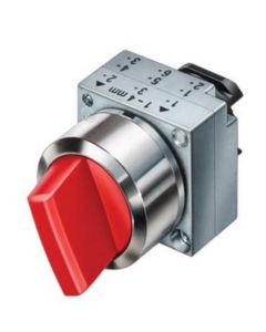 22mm Siemens Metal Round Actuator Selector Switch Latching 2 Switch Positions O-I Non-Illuminated with Holder Black Solvent-Resistant