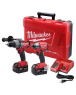 18V Milwaukee M18 FUEL Cordless Lithium-Ion 1/2" Hammer Drill Driver and Impact Driver Combo Kit